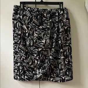 Chaus NWT vintage silk Black and White Ruched Skirt